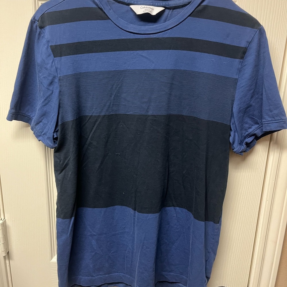 Calvin Klein Blue Striped Short Sleeve Tee